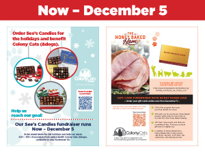 Image of See's Candies fundraiser flyer and Honey Baked Ham fundraiser flyer